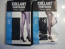 lot de 2  COLLANT  FANTAISIE 20 DEN TAILLE S BASIC ONE COULEUR NOIR