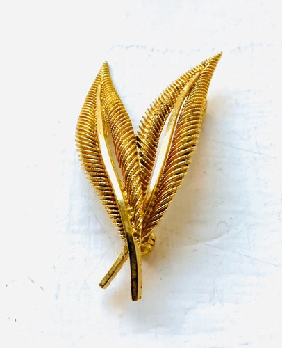 Broche feuille plaqué - , or