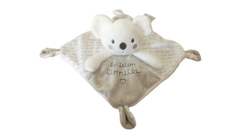 Doudou koala plat blanc - , gris