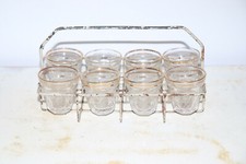 8 VERRES A LIQUEUR DANS LEUR PETIT PANIER METALLIQUE VINTAGE