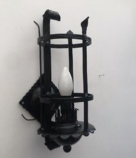 Vintage Sconce Black Cage Wall French Castle Wrought Iron Gothic Medieval ￼