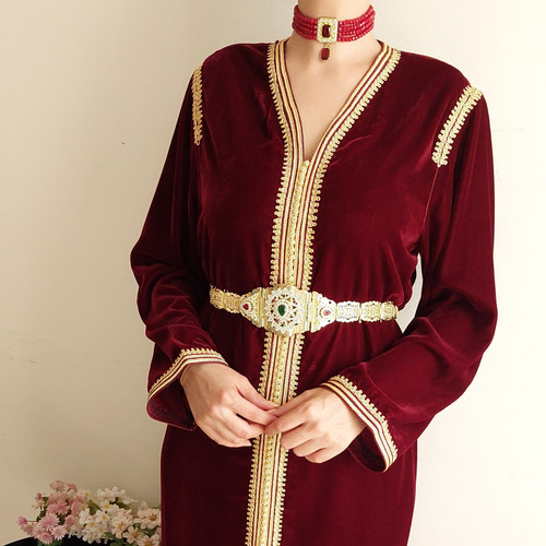 Silk velvet moroccan kaftan