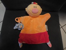 doudou marionnette garçon Billy orange rouge + chien bleu NATTOU