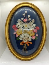 Cadre Doré Ovale Vintage Bombé Fleurs