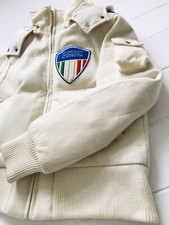 Veste d'hiver de créateur - super chaude ! - crème avec emblème italien
