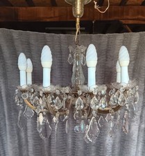 Lustre à pampilles 10 branches en cristal de bohème véritable  diam 60cm
