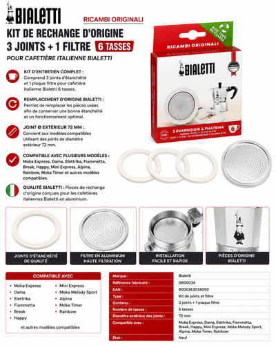 Bialetti kit joints filtre - bialetti, 3