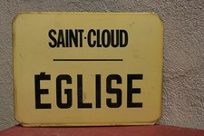 plaque métal émaillé bus métro parisien originale Saint Cloud-Eglise.