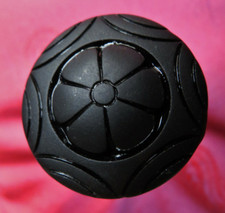 EPINGLE à CHAPEAU de DEUIL FLEUR en JAIS français moulé Napoléon III ->ART DÉCO