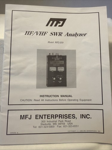 Mfj vhf swr - mfj, hf/vhf