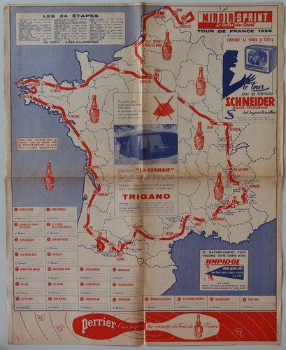 Carte tour france 1958 - carte,