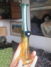 Vase verre soufflé signé - vase, en