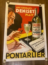 affiche entoille Aux gourmet  DENISET plait PONTARLIER 100 X 140 CM Lithographie