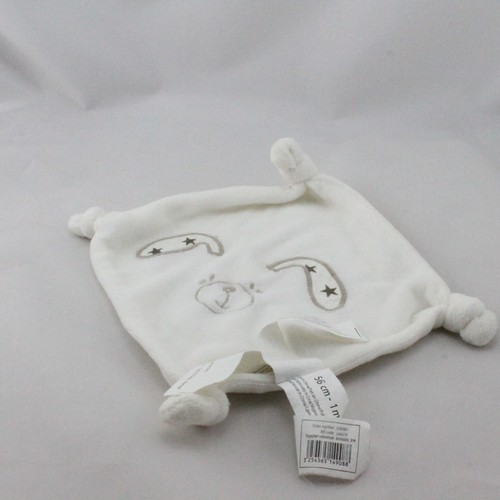 Doudou plat carré blanc - , lapin