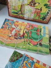 Puzzle Cubes Disney Vintage - Garnier - Thèmes Bambi et Robin des Bois - Pour Co