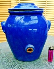 ancien vinaigrier en céramique bleue