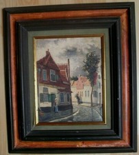 TABLEAU MODERNE-HUILE SUR PANNEAU RUE DU NORD SIGNE G.MARTIN ?