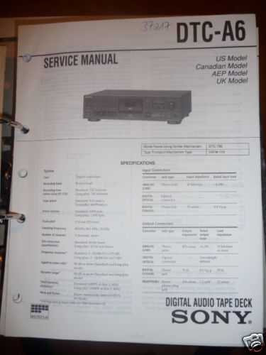 Manuel service sony dtc - de, dtc-a6
