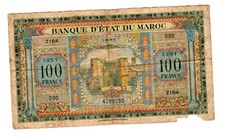 Banque ETAT de Maroc MOROCCO Billet 100 FRANCS 1/5/1943 P27