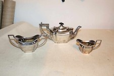 ancienne Service À Thé métal argenté anse palissandre Art Déco anglais 1960/70