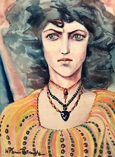 Portrait De Femme, Aquarelle