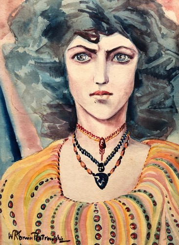 Portrait femme aquarelle - portrait, femme,
