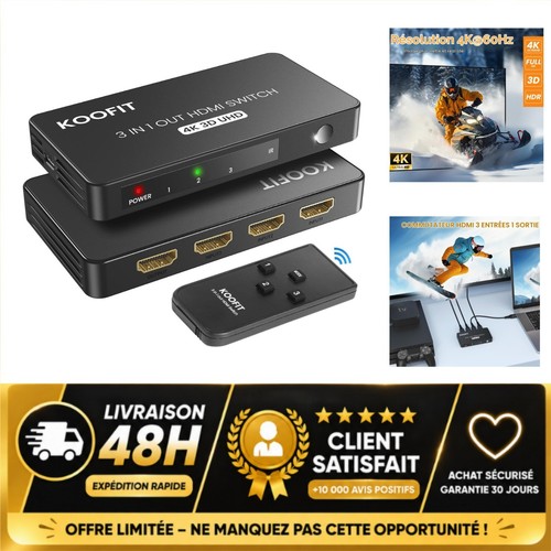 Koofit switch hdmi - 3, entrées