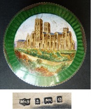 Boite argent massif et émail enamel silver box Marston & Bayliss Birmingham 1904