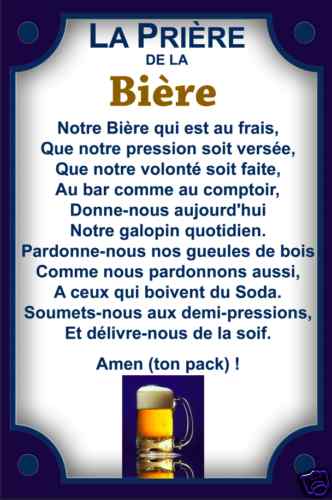 Réplique plaque priere - priere, biere