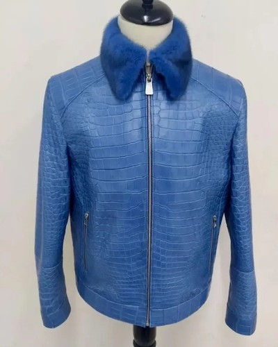 Veste cuir motif croco - à,