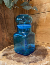 Ancien pot verre bleu - en,
