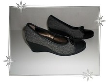 C - Escarpins Compensés Chaussures de Ville Noir Gris Chiné Scholl Pointure 38