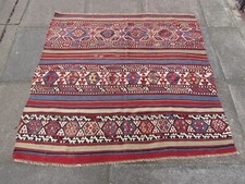 Fin Ancien Main Fabriqué Traditionnel Oriental Bleu Red Laine Kilim Tapis
