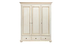 ARMOIRE FONCTIONNELLE AVEC 3 PORTES ET 3 TIROIRS COULEUR IVOIRE ET OR