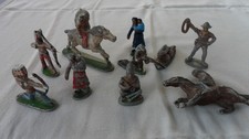 LOT PETITS SOLDATS ALU QUIRALU INDIENS COWBOY FAR WEST EN L'ETAT POUR BRICOLEURS