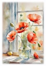 Tableau - création originale - Bouquet de coquelicots