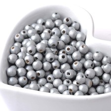 50 perles en bois 6mm couleur Argenté 6 mm creation colier, bijoux, bracelet