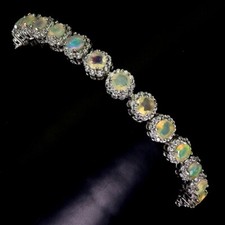 Bracelet argent 925 avec 25 opales en rond facettés de4mm de diamètre