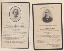22C1833 IMAGE PIEUSE  mortuaire BOURIQUET JEAN ET SUZANNE NEVERS 1918-1940