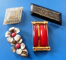 LOT Bijoux ANCIENS Art Déco Bakélite Lucite Alliages Antique OLD COSTUME Jewelry