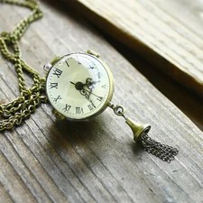 Montre de Poche Cadeau Fisheye Boule de Verre avec Chaîne Chandail Chaîne