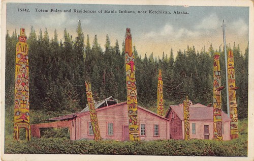 Totem poles residences haida - totem,