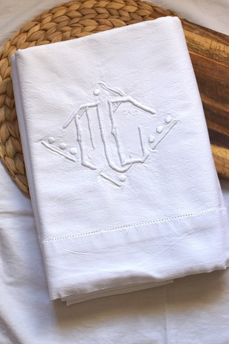 Grand drap ancien brodé - grand,