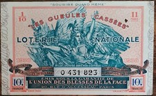Billet de loterie nationale 1938 10e tranche - Gueules Cassées  1/10 - n°0431823