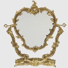 GRAND ET BEAU MIROIR PSYCHÉ ART-DECO MÉTAL DORÉ.D’ENVIRON 55cm/46cm.ANNEE 1950