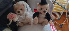 ancienne peluche couple d'ours mariés en bon état idéale pour la déco !