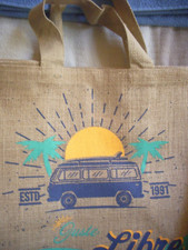 Sac à courses naturel toile de jute cabas tote bag NEUF modèle COMBI  VOLKSWAGEN