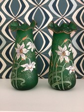 PAIRE DE VASES LEGRAS / DÉCOR ÉMAILLÉ.