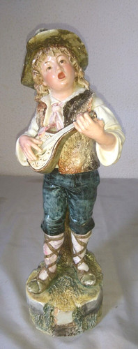 Ancienne statuette garcon joue - ancienne,