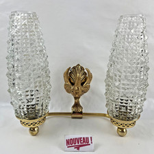 ➜APPLIQUE MURALE EN LAITON GLOBE TULIPE verre Art Déco vintage/ancienne France